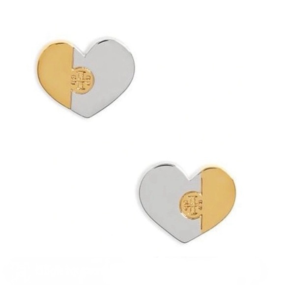 Tory Burch Jewelry - TORY BURCH Puzzle Heart Stud Earrings